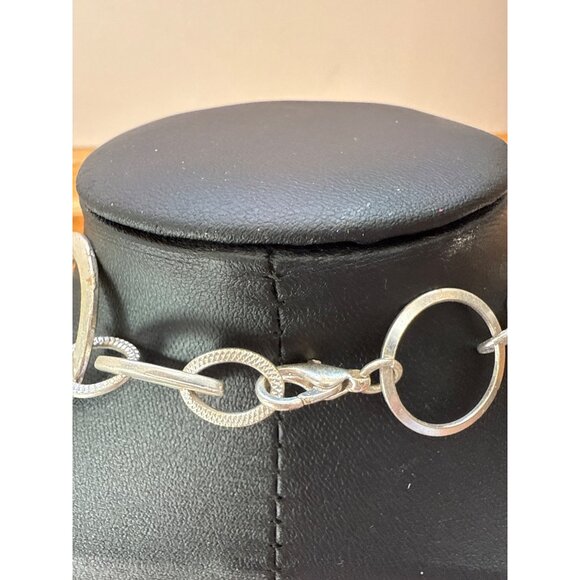 Silver-Tone Circular Link Chain Necklace - Picture 4 of 5